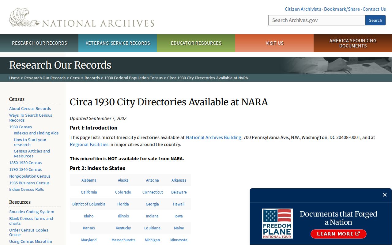 East Palo Alto city directory coverage in the 1930 census inventory