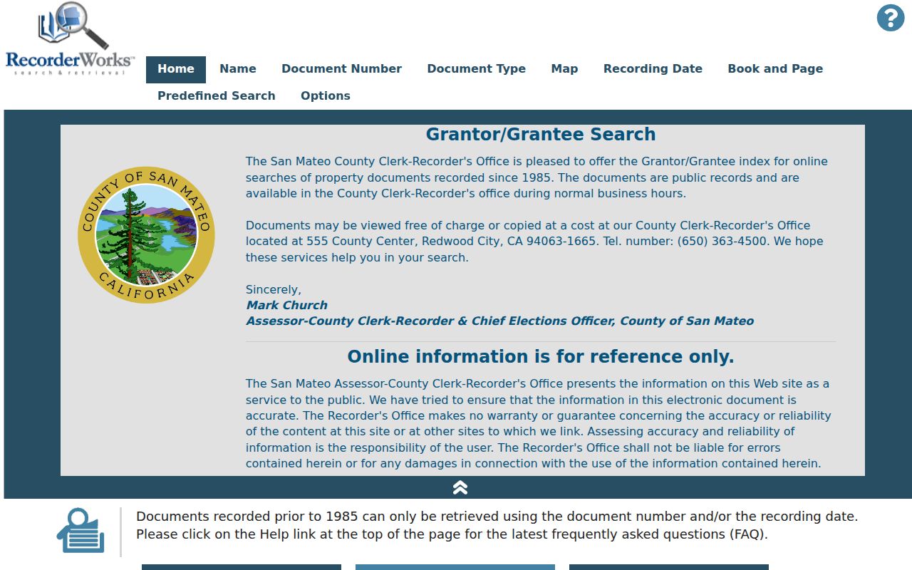 East Palo Alto residents directory RecorderWorks grantor-grantee search