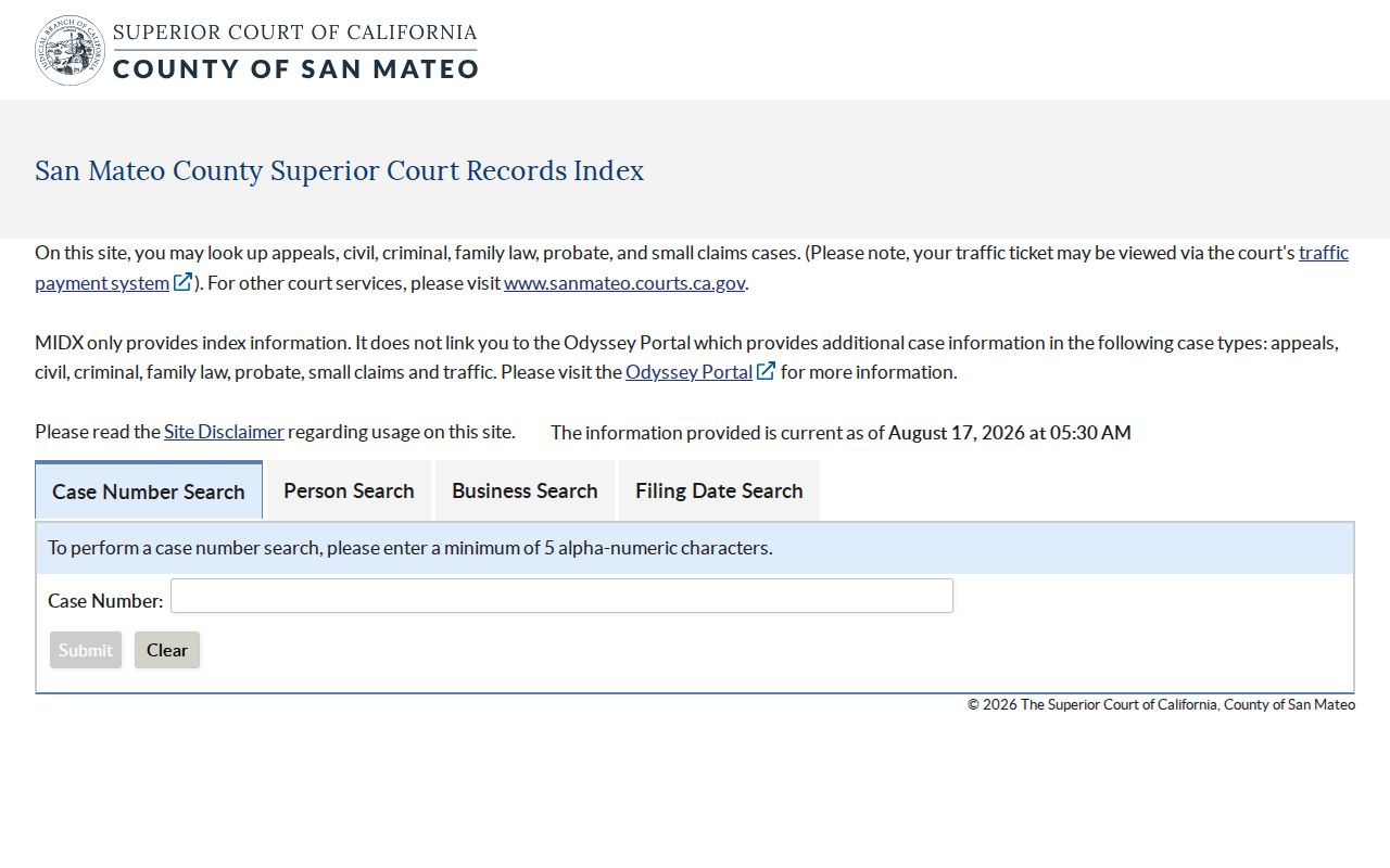 East Palo Alto residents directory San Mateo County MIDX court search