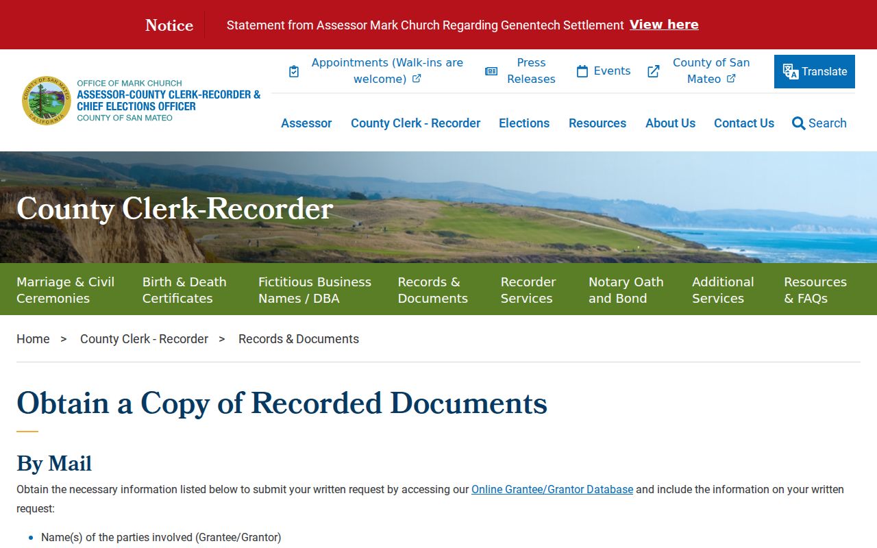 East Palo Alto previous residents recorded document copy access