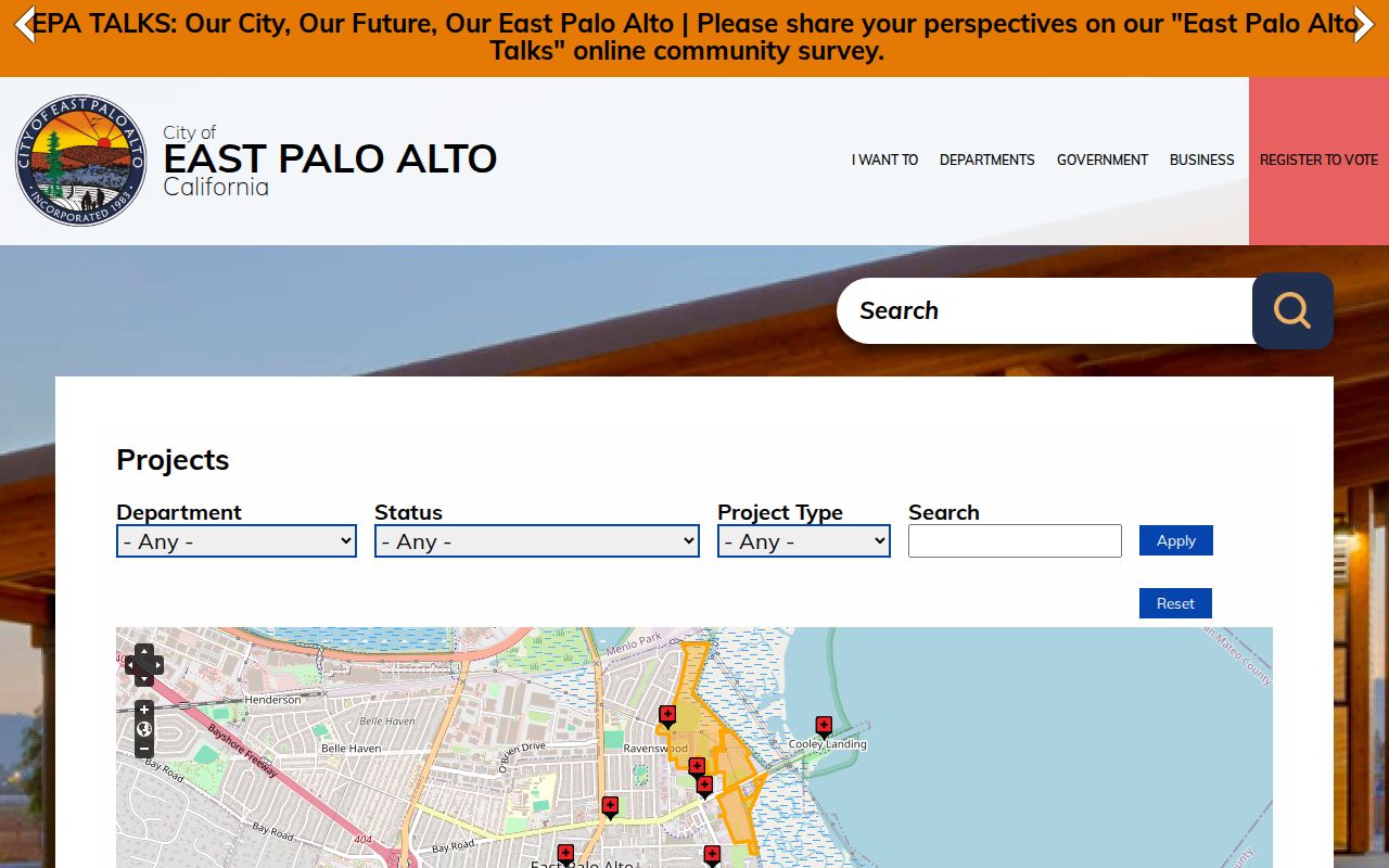 East Palo Alto street directory city planning projects